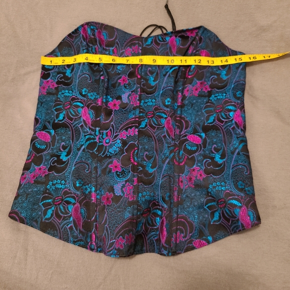 Tesa Teal Blue and Fuschia Pink Floral Bustier - Picture 7 of 10